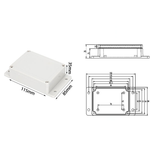 F8-35E, 115*85*35mm ABS IP65 Waterproof Plastic Junction Enclosure/Box with Flange - immagine 9