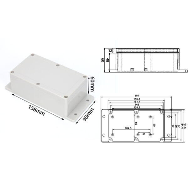 F7-60E, 158*90*60mm ABS IP65 Waterproof Plastic Junction Enclosure/Box with Flange - 画像 (7)