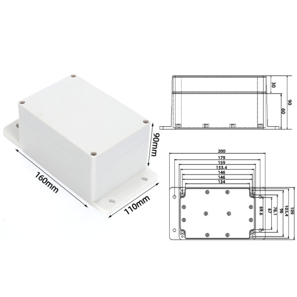 F22-90E，160*110*90mm ABS IP65 Waterproof Plastic Junction Enclosure/Box with Flange - 이미지 6