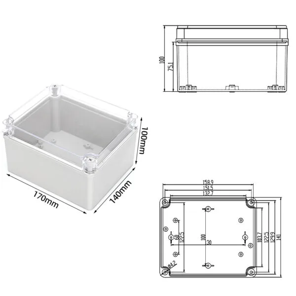 170*140*100mm ABS IP67 Waterproof Plastic Junction Enclosure/Box – Bild 3