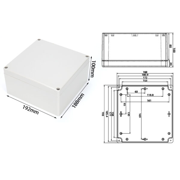 F24-100 ，192*188*100mm ABS IP65 Waterproof Plastic Junction Enclosure/Box — изображение 6