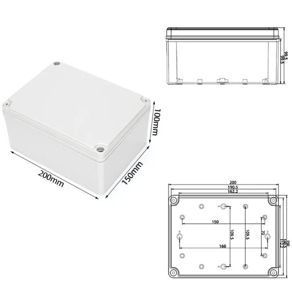 200*150*100mm ABS IP67 Waterproof Plastic Junction Enclosure/Box - 画像 (6)