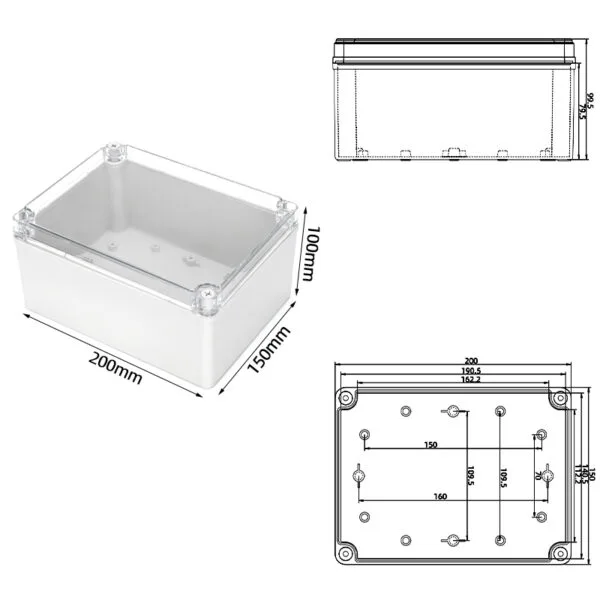 200*150*100mm ABS IP67 Waterproof Plastic Junction Enclosure/Box - 画像 (5)