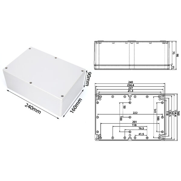 F21-90 ，240*160*90mm ABS IP65 Waterproof Plastic Junction Enclosure/Box - Imagen 2