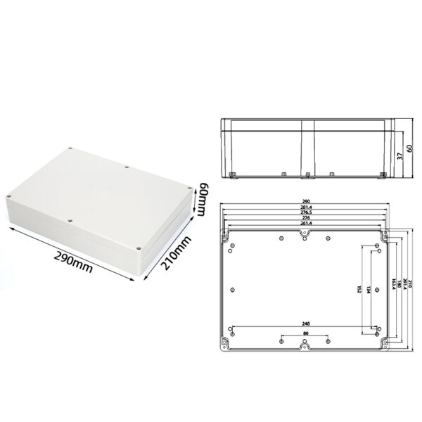 F36-60 ,290*210*60mm ABS IP65 Waterproof Plastic Junction Enclosure/Box - Görsel 6