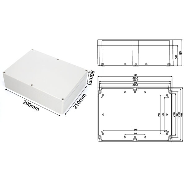 F36-80 ,290*210*80mm ABS IP65 Waterproof Plastic Junction Enclosure/Box - 画像 (3)