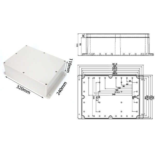 F10-110E, 320*240*110mm ABS IP65 Waterproof Plastic Junction Enclosure/Box With Flange - 画像 (6)