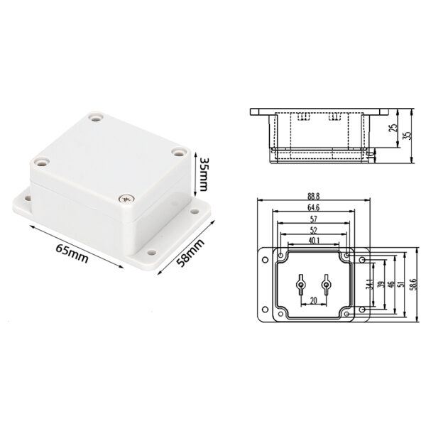 F20-35E ，65*58*35Emm ABS IP65 Waterproof Plastic Junction Enclosure/Box With Flange - Image 8