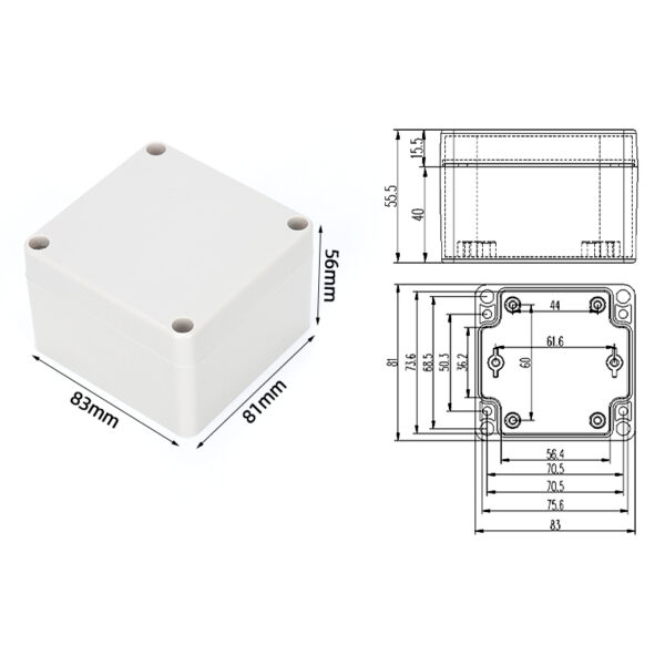 F25-56 ,83*81*56mm ABS IP65 Waterproof Plastic Junction Enclosure/Box - Imagen 6