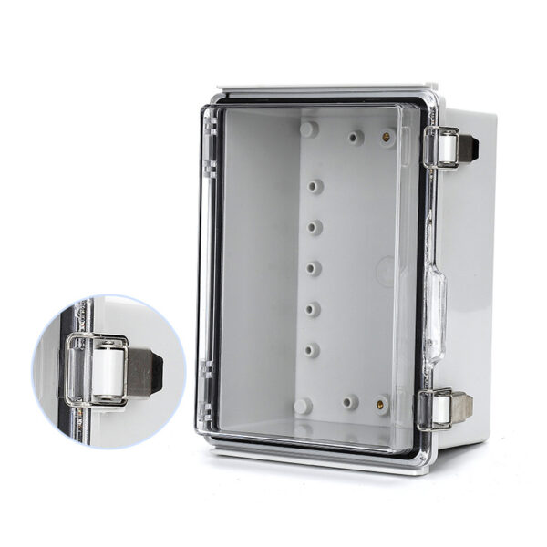 Full size ABS Waterproof Plastic Project Hinged Box IP67 Stainless Steel Buckle type Enclosure With Mounting Plate And Bracket - immagine 3