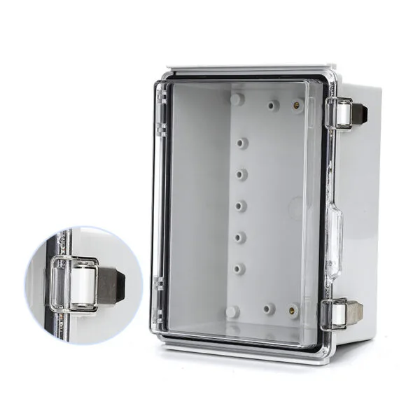 Full size ABS Waterproof Plastic Project Hinged Box IP67 Stainless Steel Buckle type Enclosure With Mounting Plate And Bracket - Görsel 3