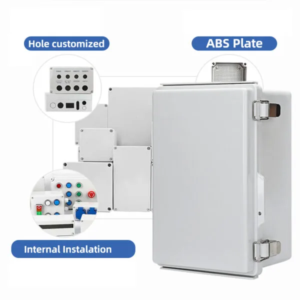 Full size ABS Waterproof Plastic Project Hinged Box IP67 Stainless Steel Buckle type Enclosure With Mounting Plate And Bracket - Görsel 2